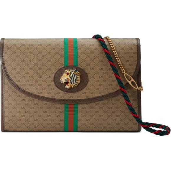 Gucci Rajah Monogram Web Shoulder Bag in Brown - Picture 1 of 8